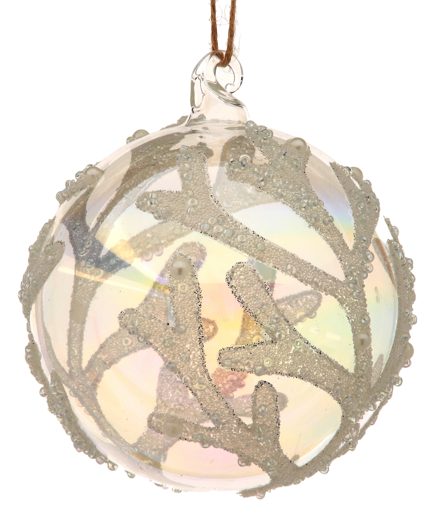 Glass Micro Bead Coral Ball Ornament - The Sandy Santa