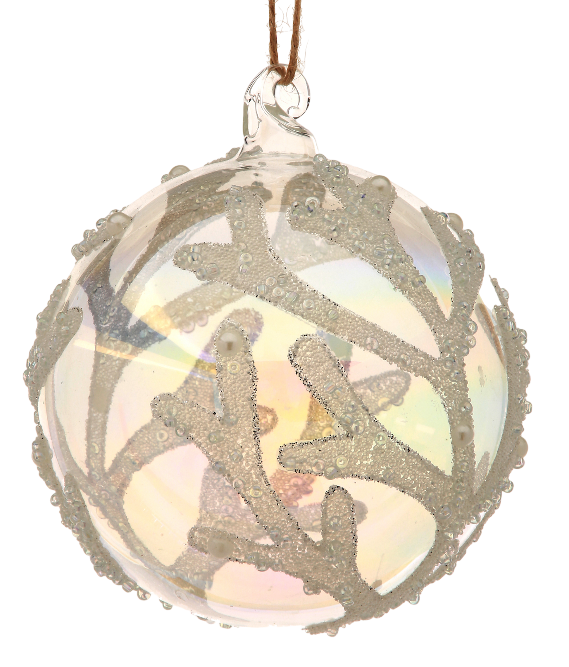 Glass Micro Bead Coral Ball Ornament - The Sandy Santa