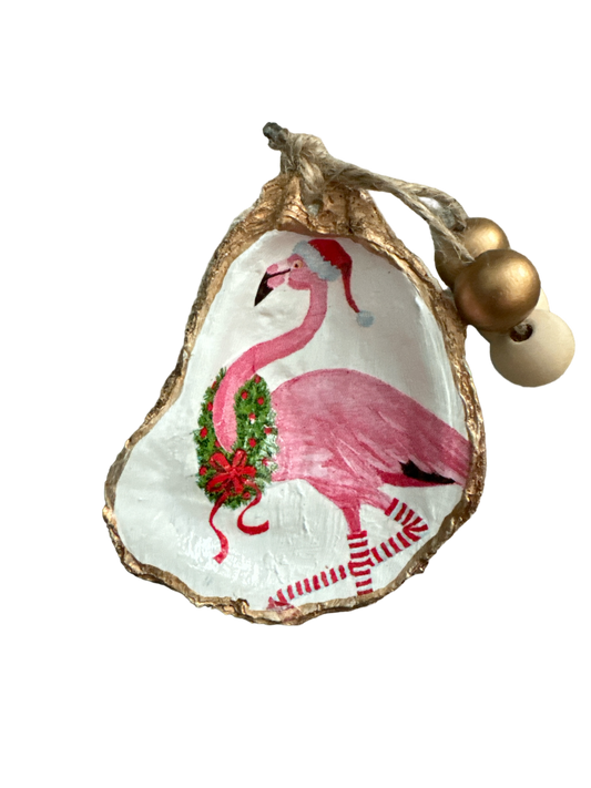 Festive Flamingos - w/wreath - The Sandy Santa