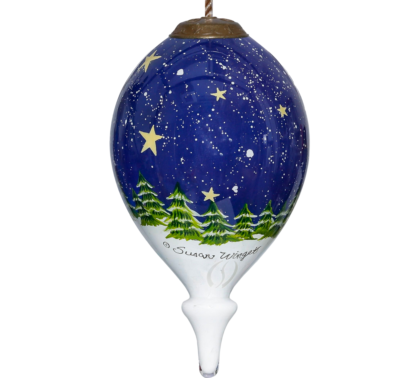 Snowman Watching Santa Glass Hanging Ornament - The Sandy Santa