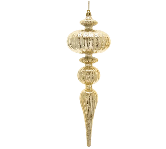 12" Gold Finial Ornament - The Sandy Santa