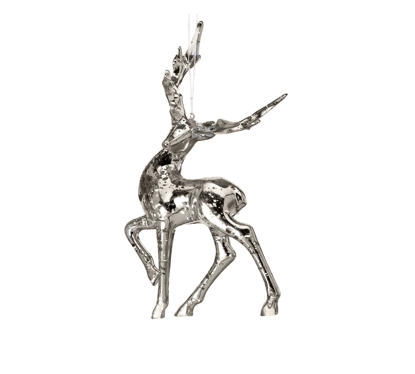 Acrylic Silver/Mercury Deer Ornament - The Sandy Santa