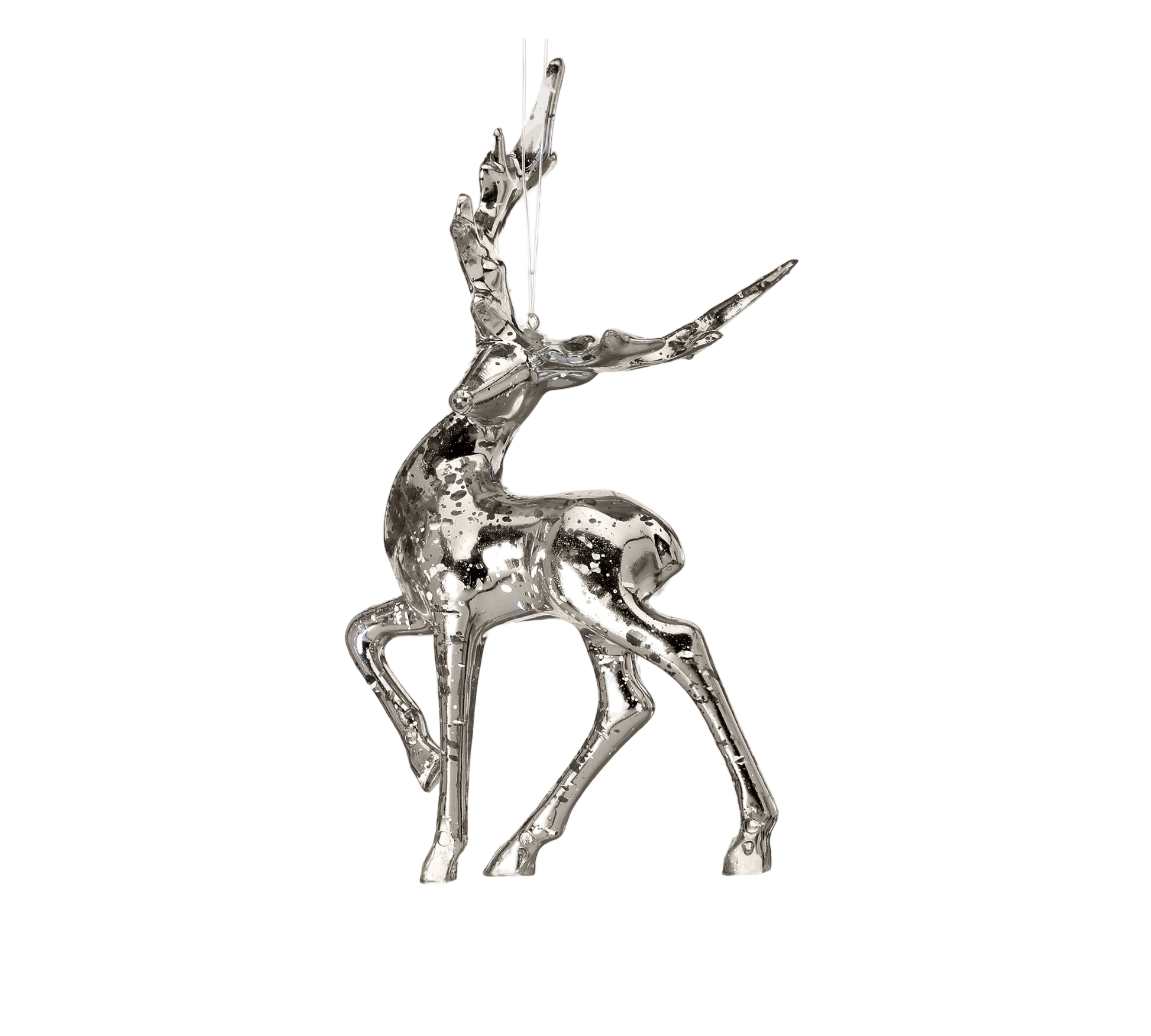 Acrylic Silver/Mercury Deer Ornament - The Sandy Santa