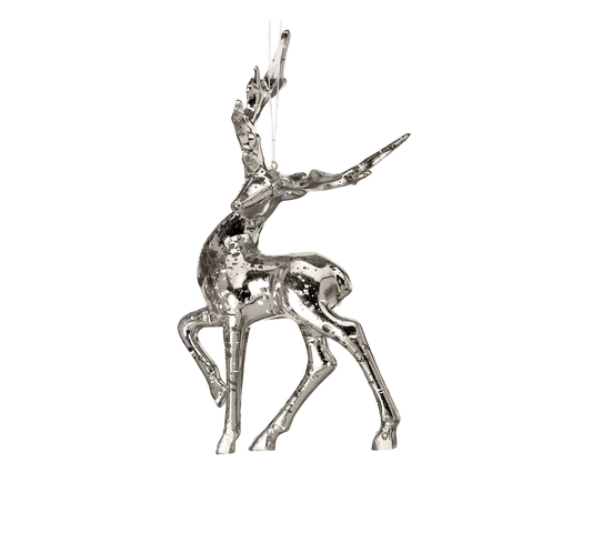 Acrylic Silver/Mercury Deer Ornament - The Sandy Santa