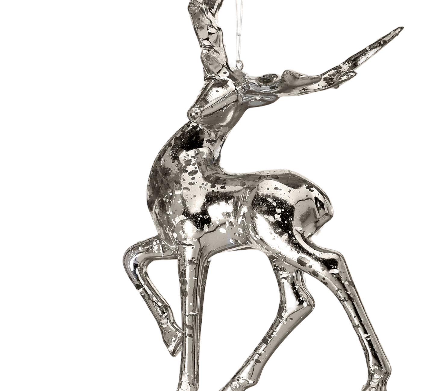 Acrylic Silver/Mercury Deer Ornament - The Sandy Santa