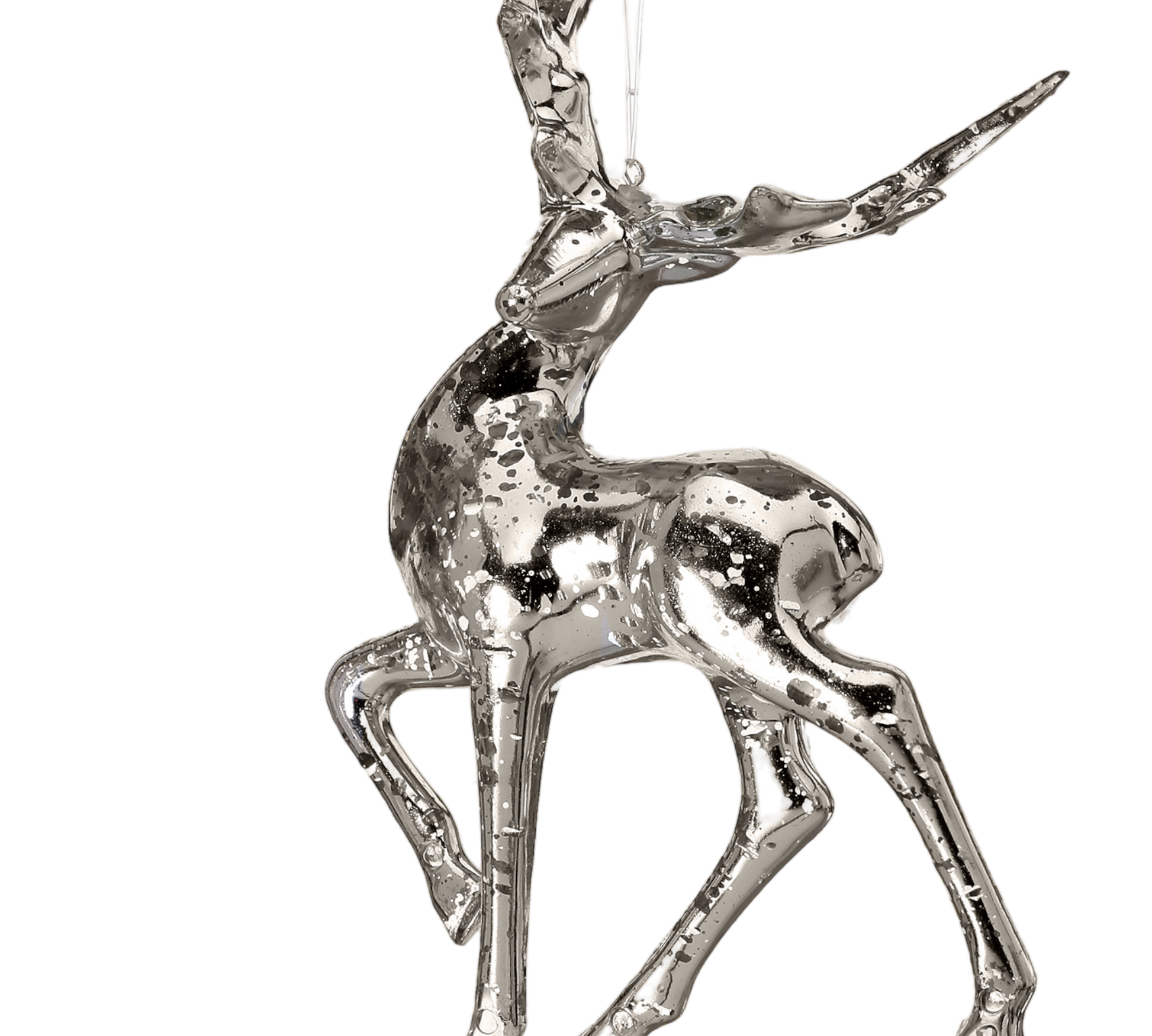 Acrylic Silver/Mercury Deer Ornament - The Sandy Santa