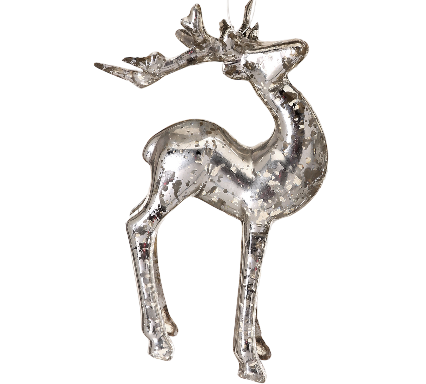 Acrylic Silver/Mercury Deer Ornament - The Sandy Santa