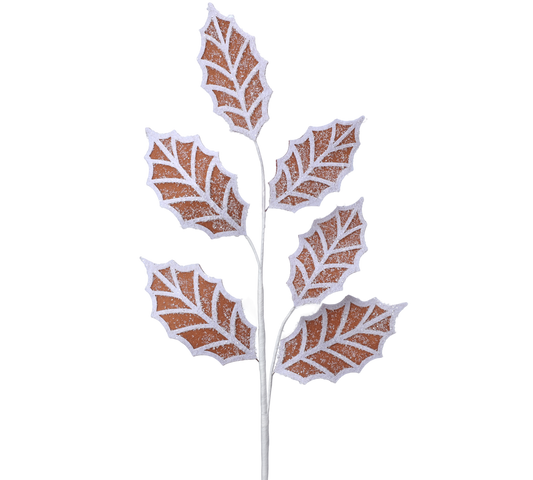 Brown Gingerbread Holly Spray - The Sandy Santa