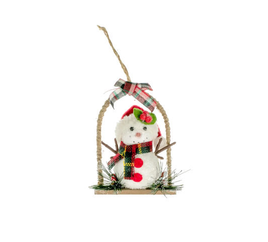 Brown Snowman Swing Ornament - The Sandy Santa