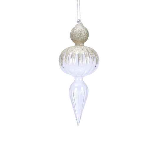 Clear/Gold Glass Finial - The Sandy Santa