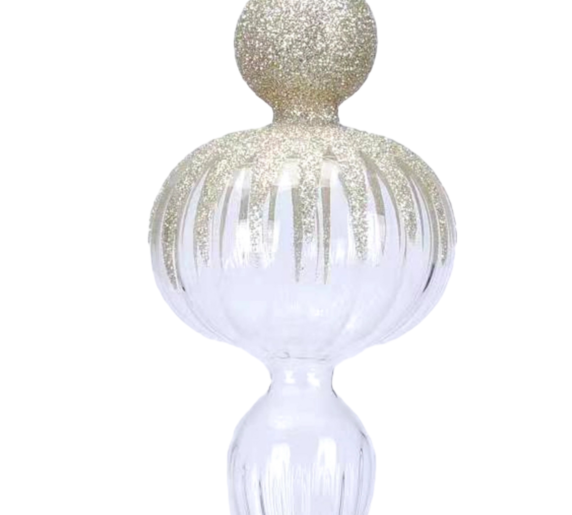 Clear/Gold Glass Finial - The Sandy Santa