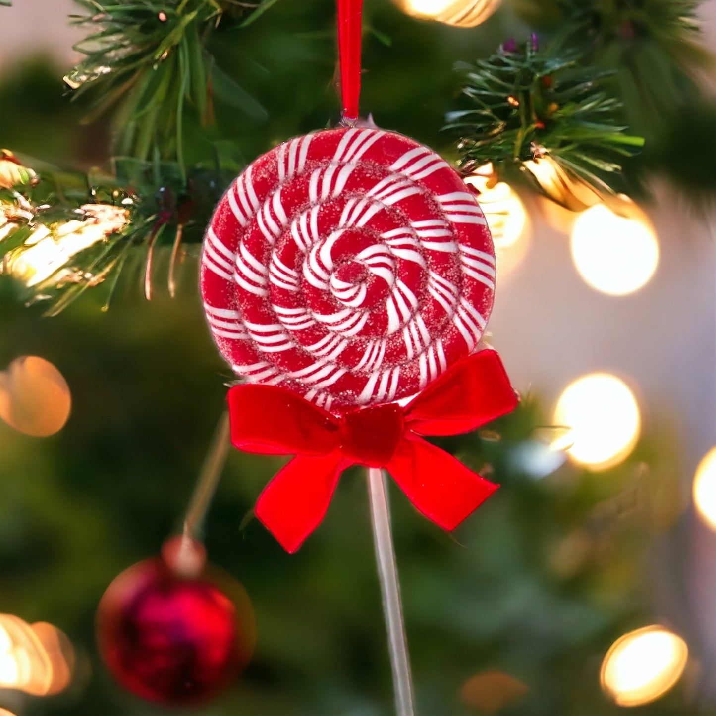 Peppermint Stripe Lollipop Ornament - The Sandy Santa