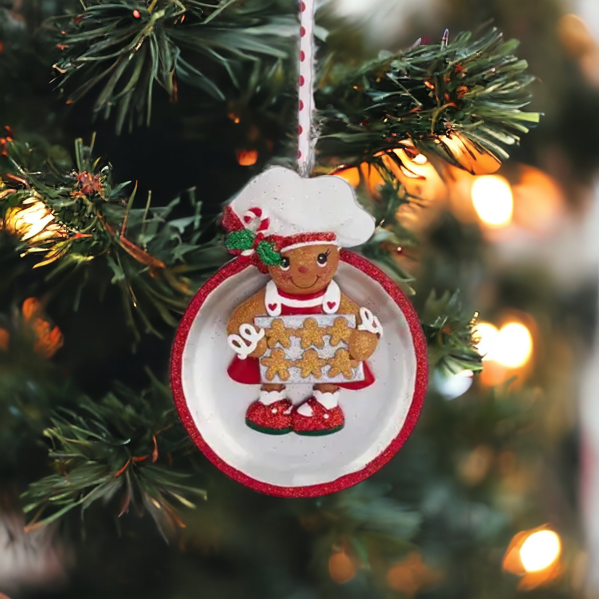 Resin Gingerbread Ornament, Pie Pan - The Sandy Santa