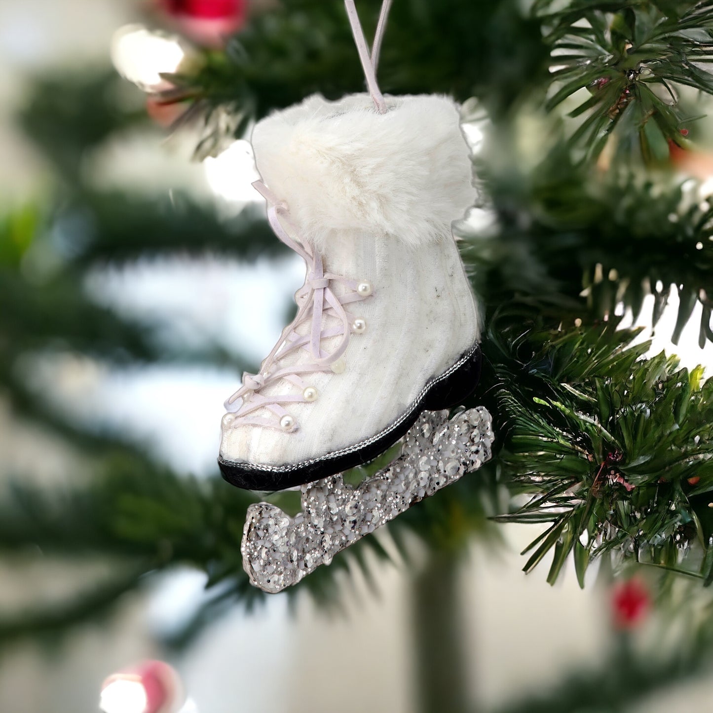 Fabric Knit Skate Ornament - The Sandy Santa