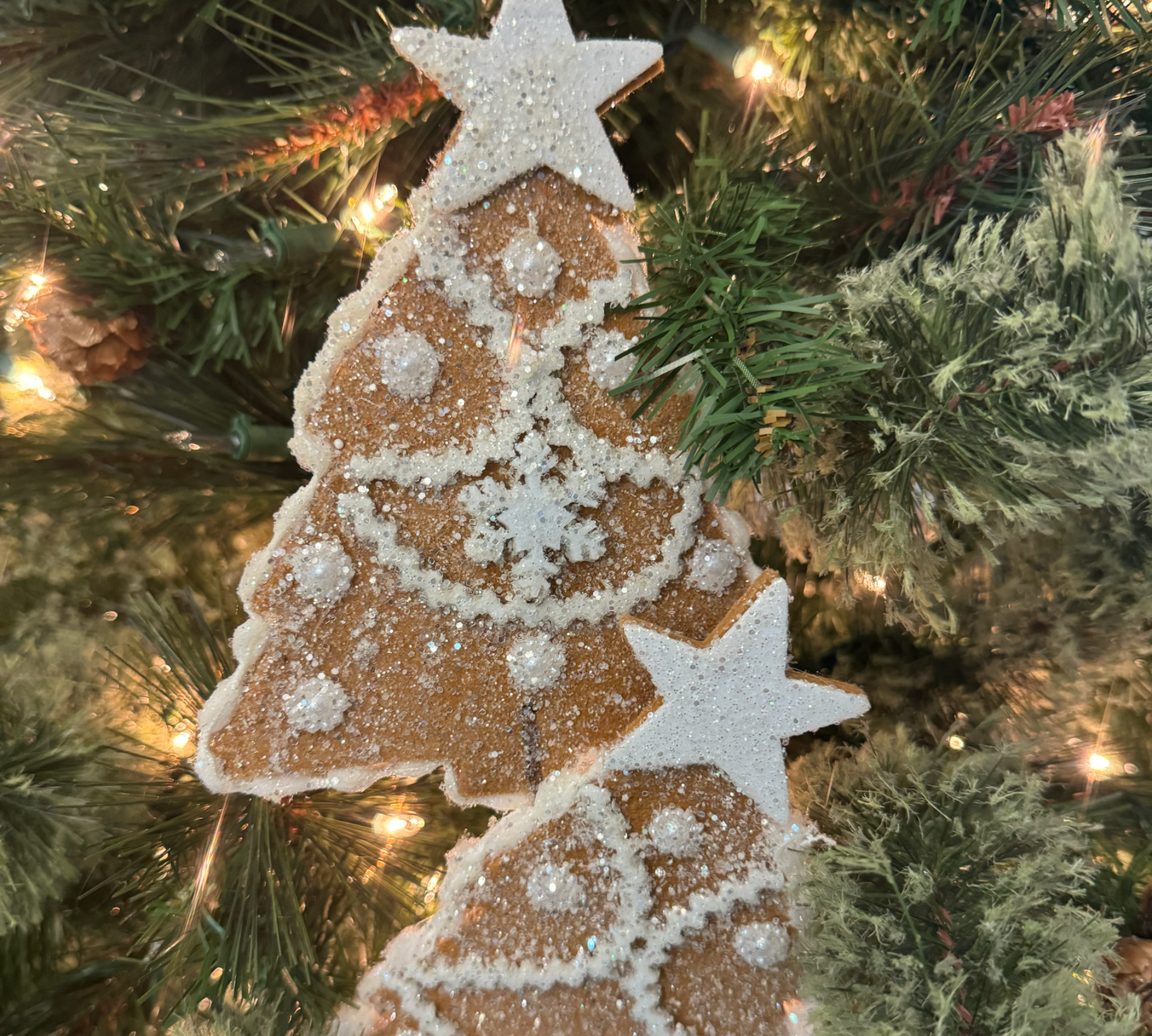Brown Frosted Gingerbread Tree Spray - The Sandy Santa