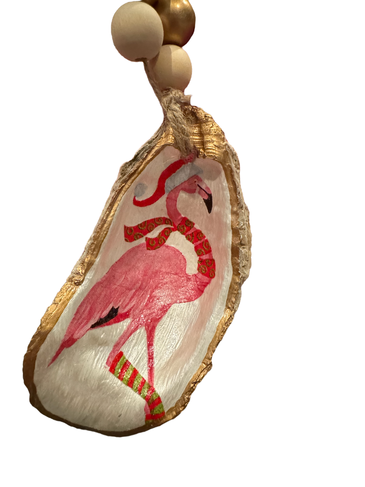 Festive Flamingos - w/scarf & red/green socks - The Sandy Santa