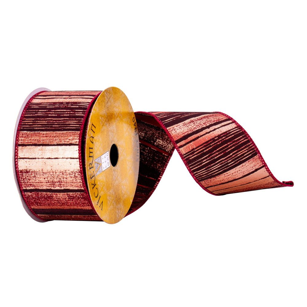 Burgundy and Gold Abstract Lines Ribbon - The Sandy Santa
