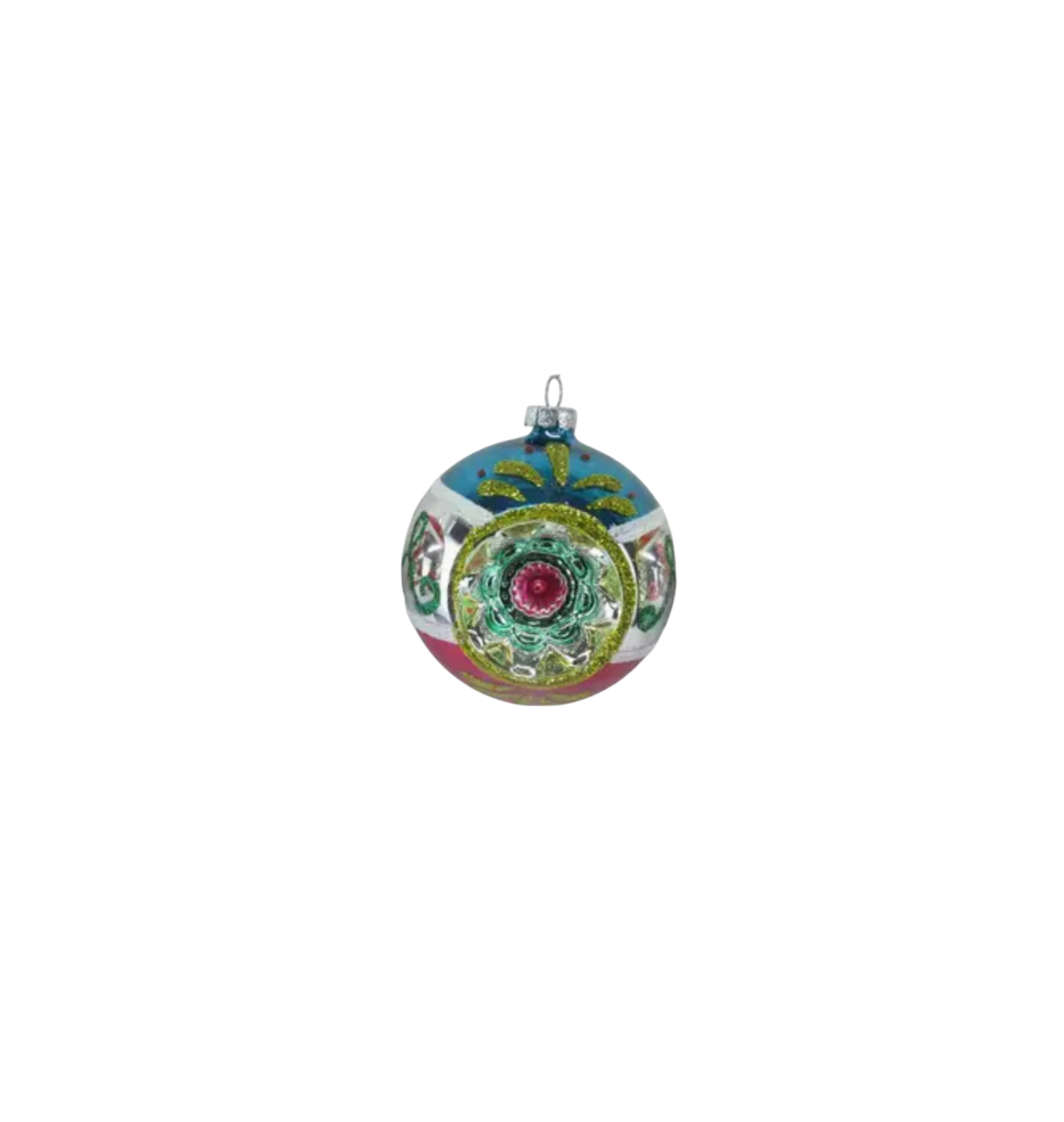 Blue/Pink Vintage Ball Orn - The Sandy Santa