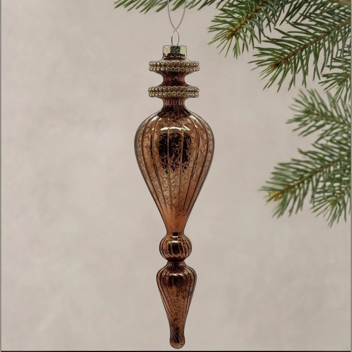 9.5" Bronze Glass Finial Ornament - The Sandy Santa