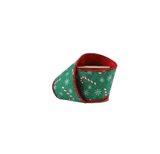 Candy Cane with Tinsel Ribbon - The Sandy Santa