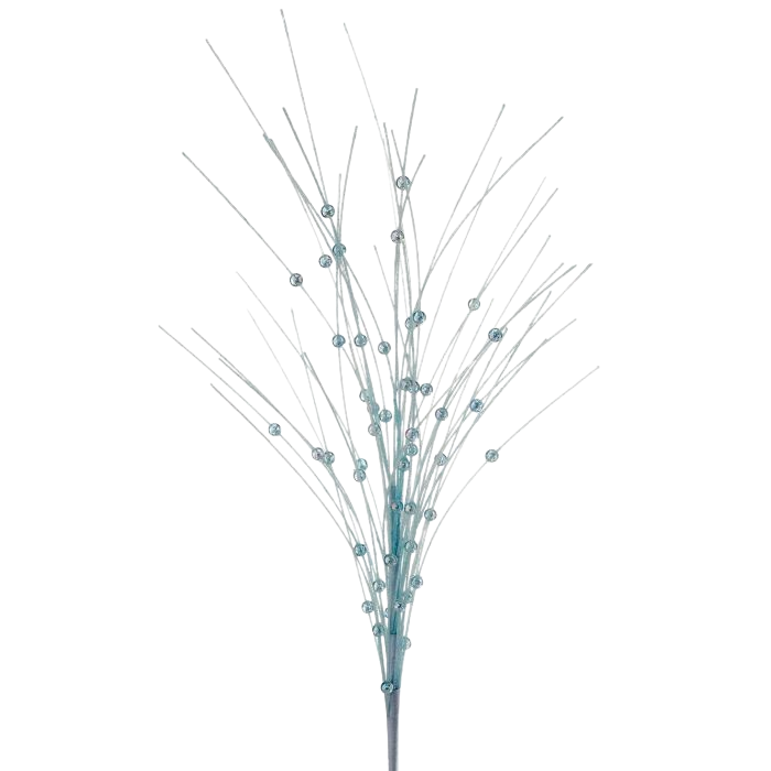 Glitter Grass w/Beads Spray - Ice Blue - The Sandy Santa