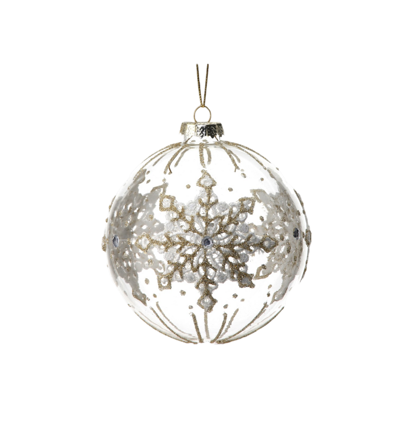 Glass Lace Snowflake Ball Ornament - The Sandy Santa