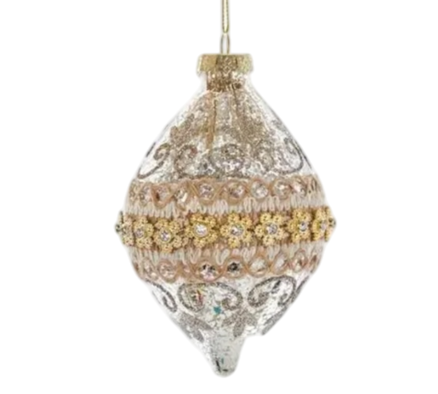 Lacey Mercury Glass Finial Ornament - The Sandy Santa
