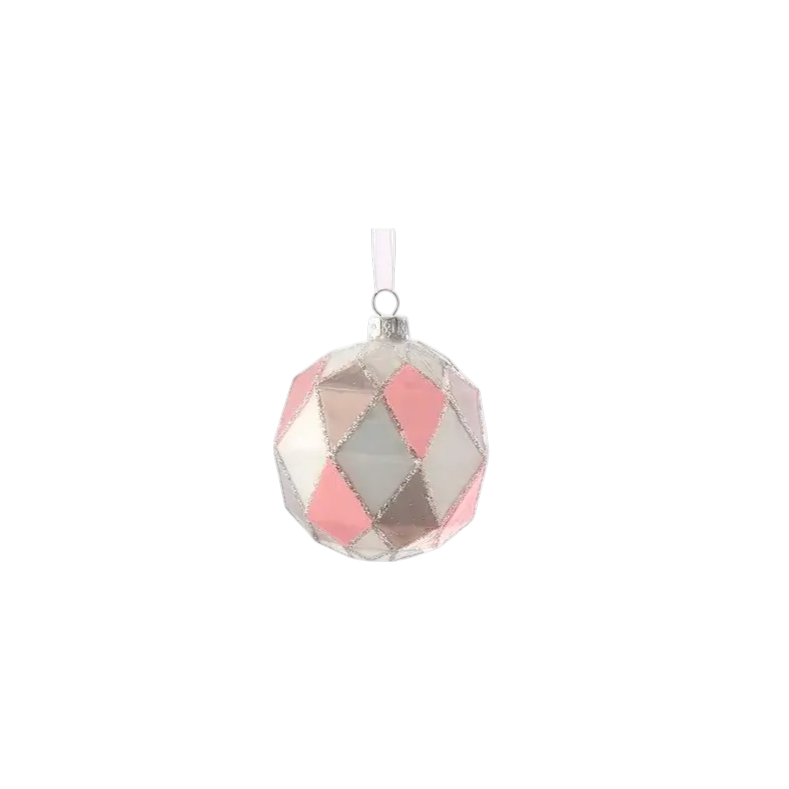 Pink/Gray Glass Ball Ornament - The Sandy Santa