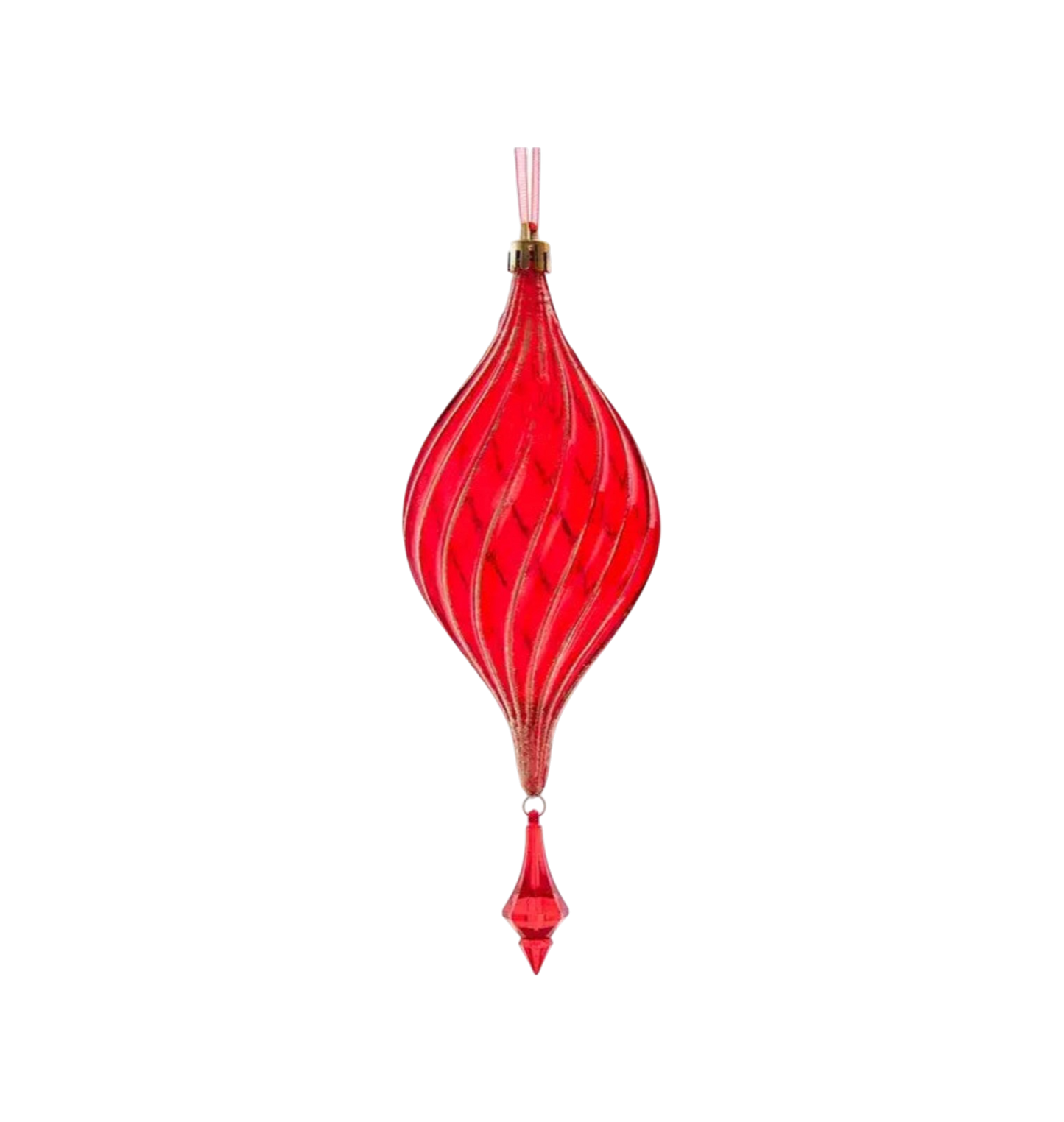 Red Finial w/Gem Ornament - The Sandy Santa