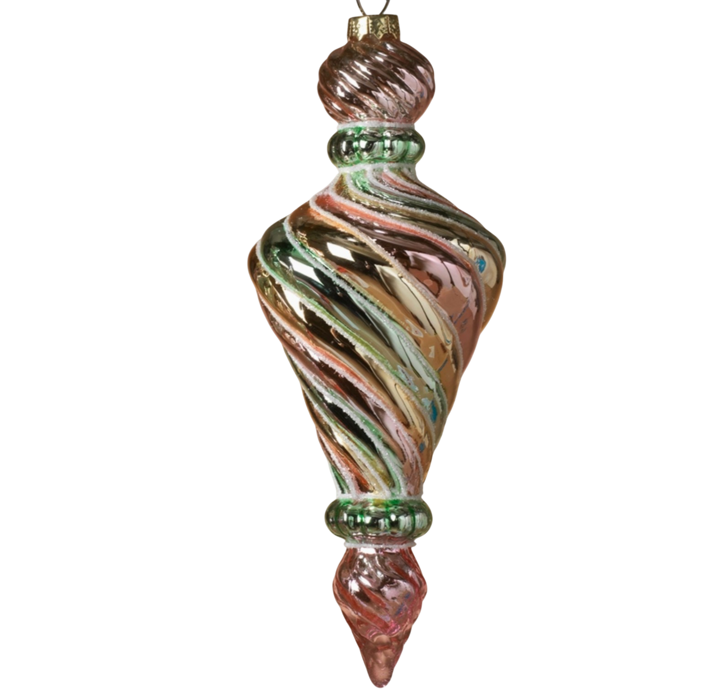 Iridescent Glass Icicle Orn - The Sandy Santa