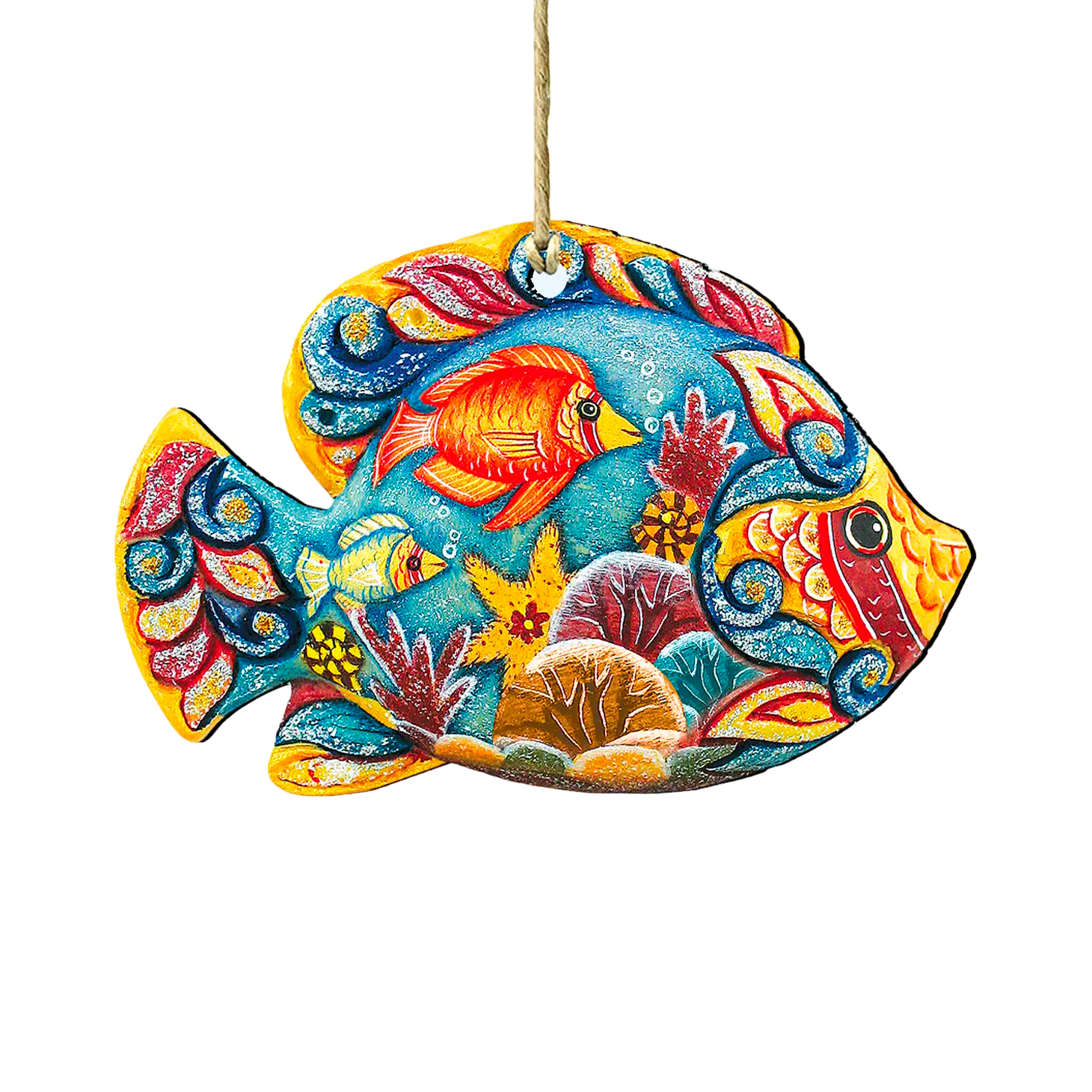 Tropical Fish Wood Christmas Ornament - The Sandy Santa