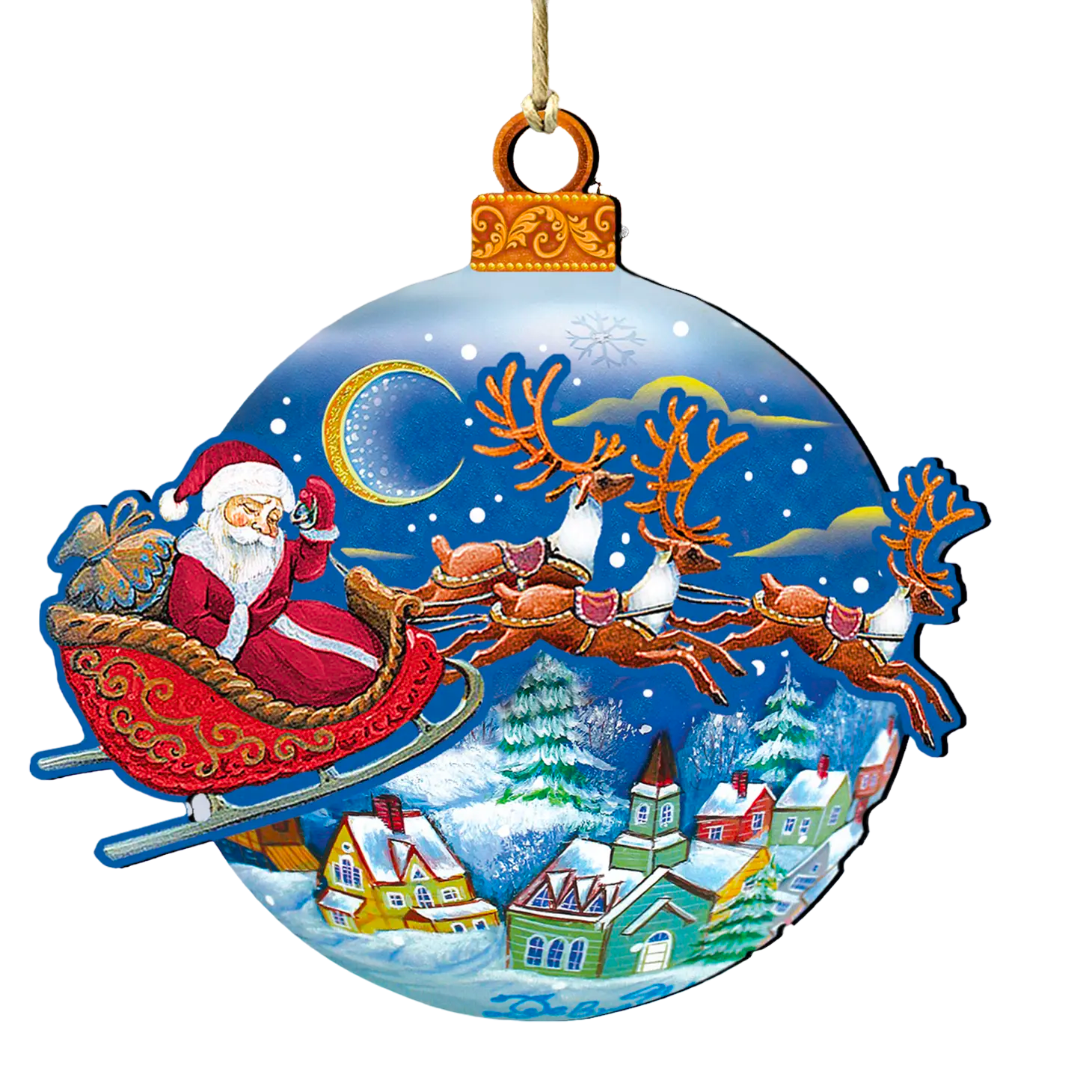 Up-Up and Away Wood Christmas Ornament - The Sandy Santa
