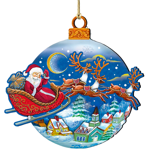 Up-Up and Away Wood Christmas Ornament - The Sandy Santa