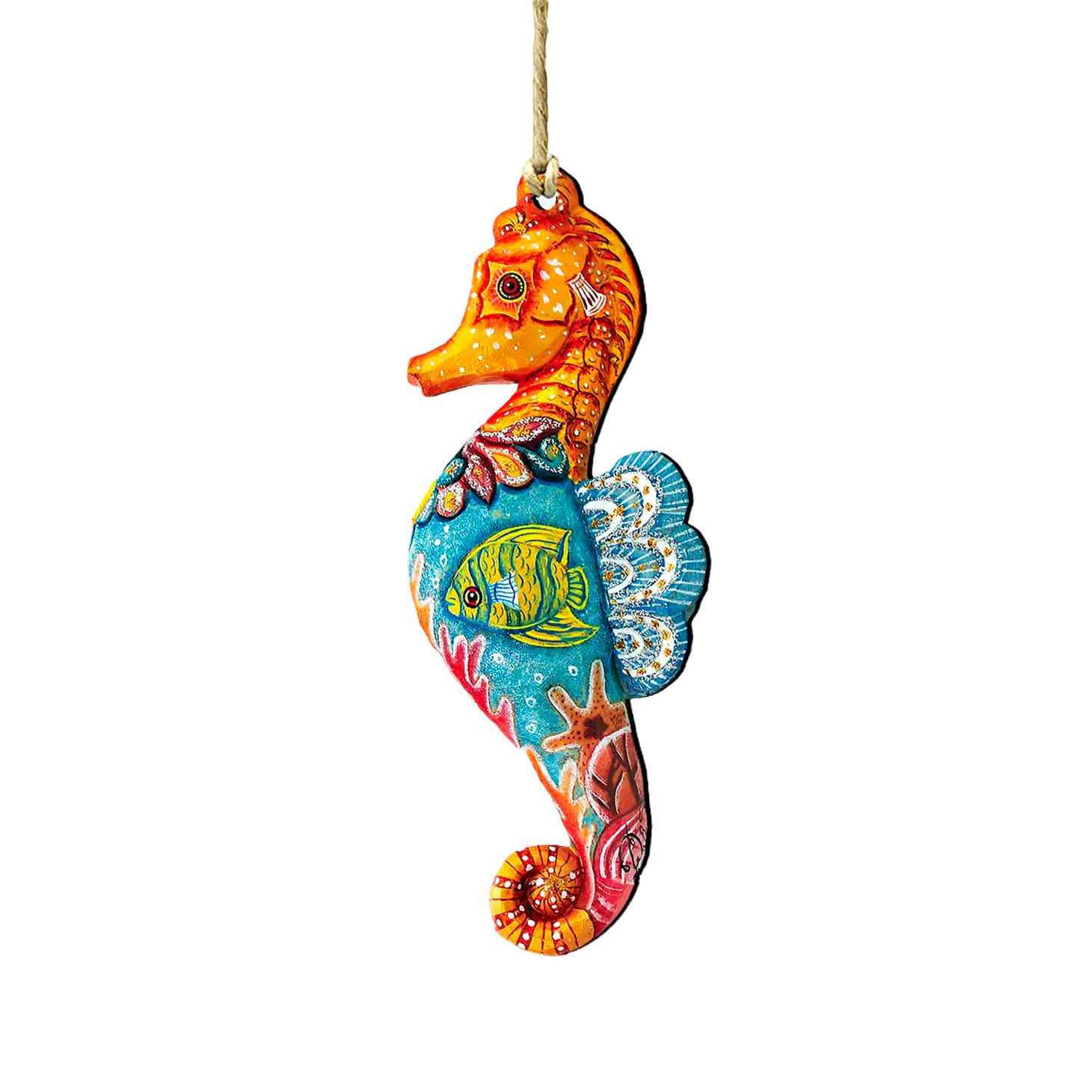 Seahorse Wood Christmas Ornament - The Sandy Santa