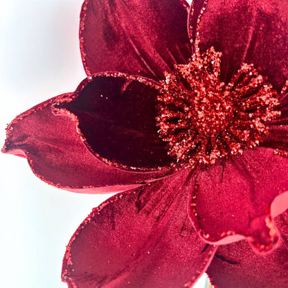 Deep Red Velvet Magnolia Stem