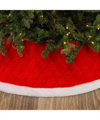 10 x 24" Red Velvet Tree Collar W/White Fur - The Sandy Santa