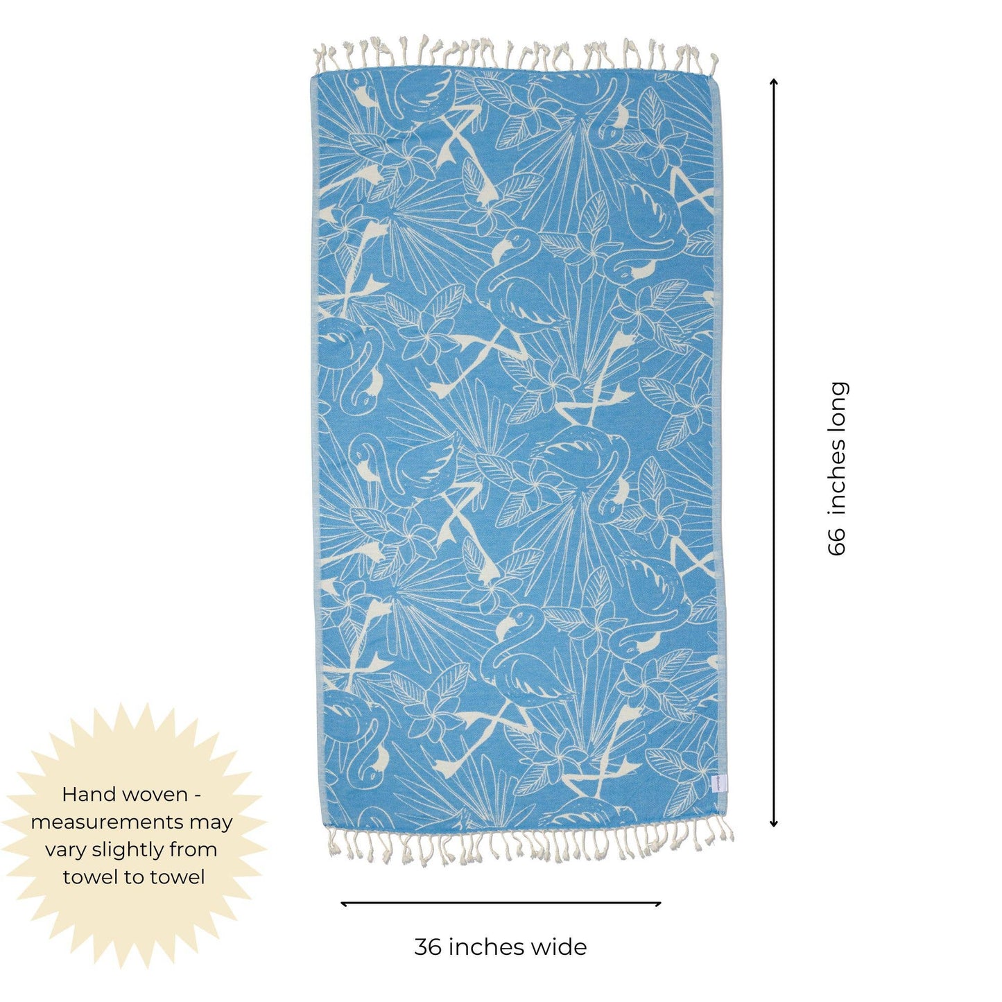 Tropical Flamingo Cotton Turkish Towel Peshtemal, Blue - The Sandy Santa