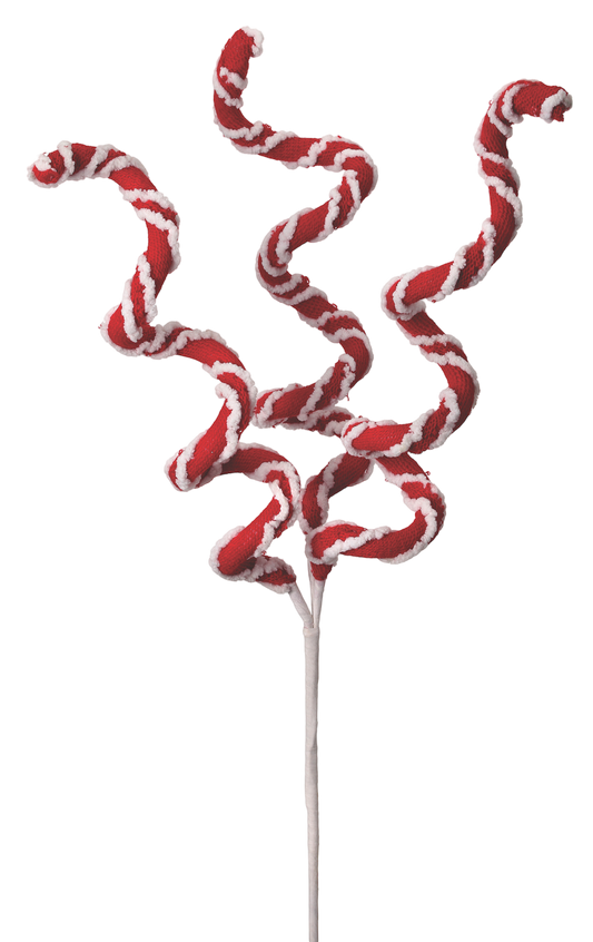 Fabric Candy Cane Corkscrew Spray - The Sandy Santa