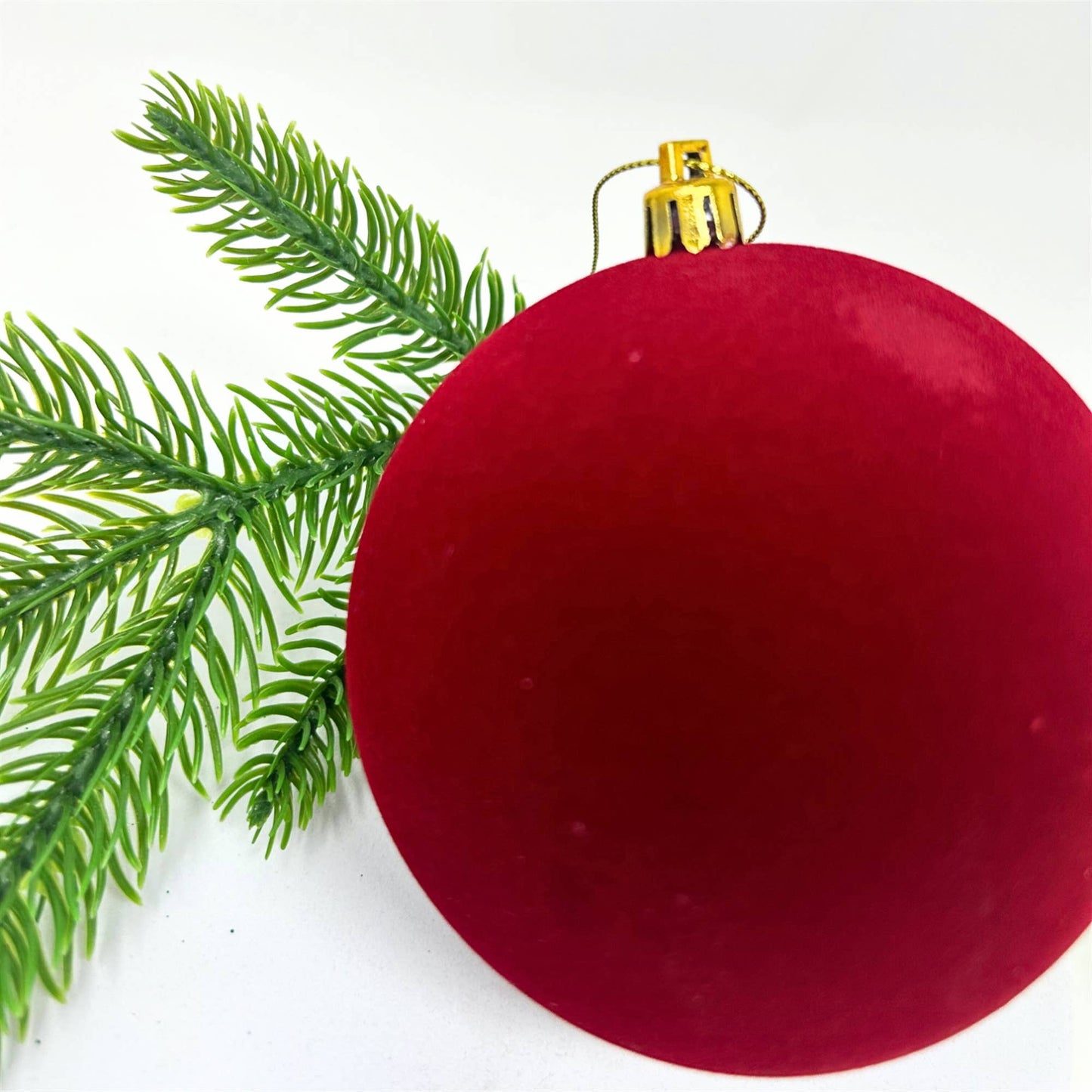 4" Crimson Flocked Ball Ornament