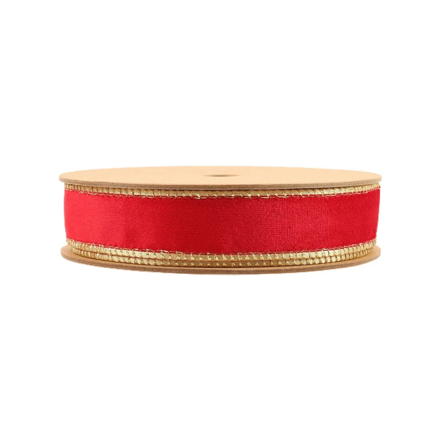 1" Red/Gold Velvet Wired Ribbon