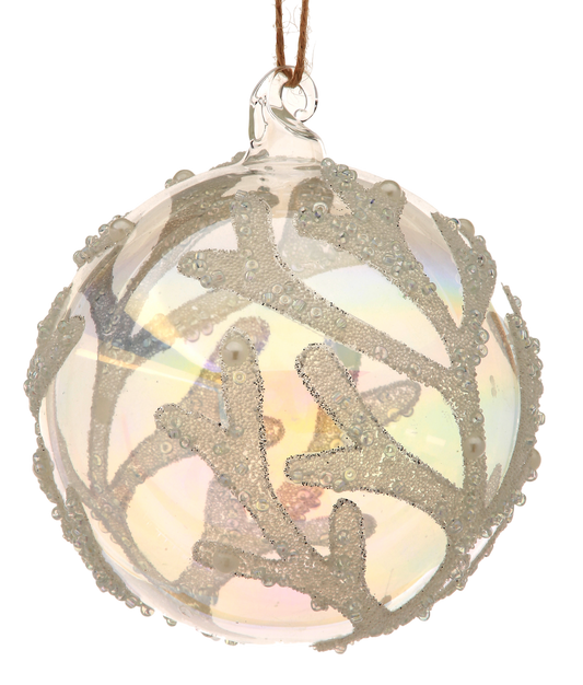 Glass Micro Bead Coral Ball Ornament - The Sandy Santa