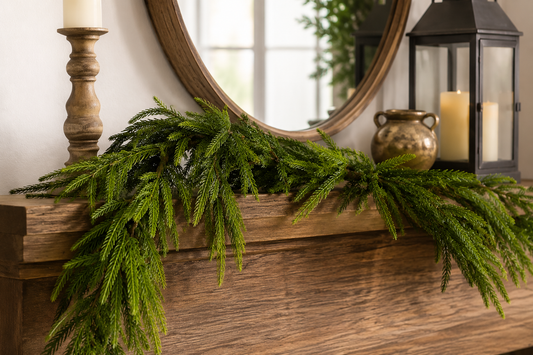 58” Natural Touch Norfolk Pine Garland - The Sandy Santa