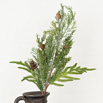 Soft Touch Pine Pick w/Pinecones - The Sandy Santa