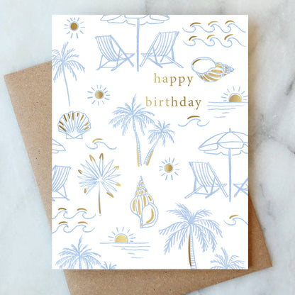 Beachy Birthday Greeting Card | Birthday Card - The Sandy Santa