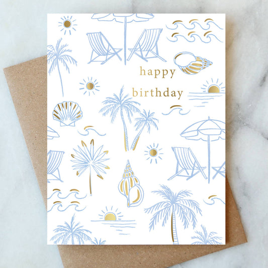 Beachy Birthday Greeting Card | Birthday Card - The Sandy Santa