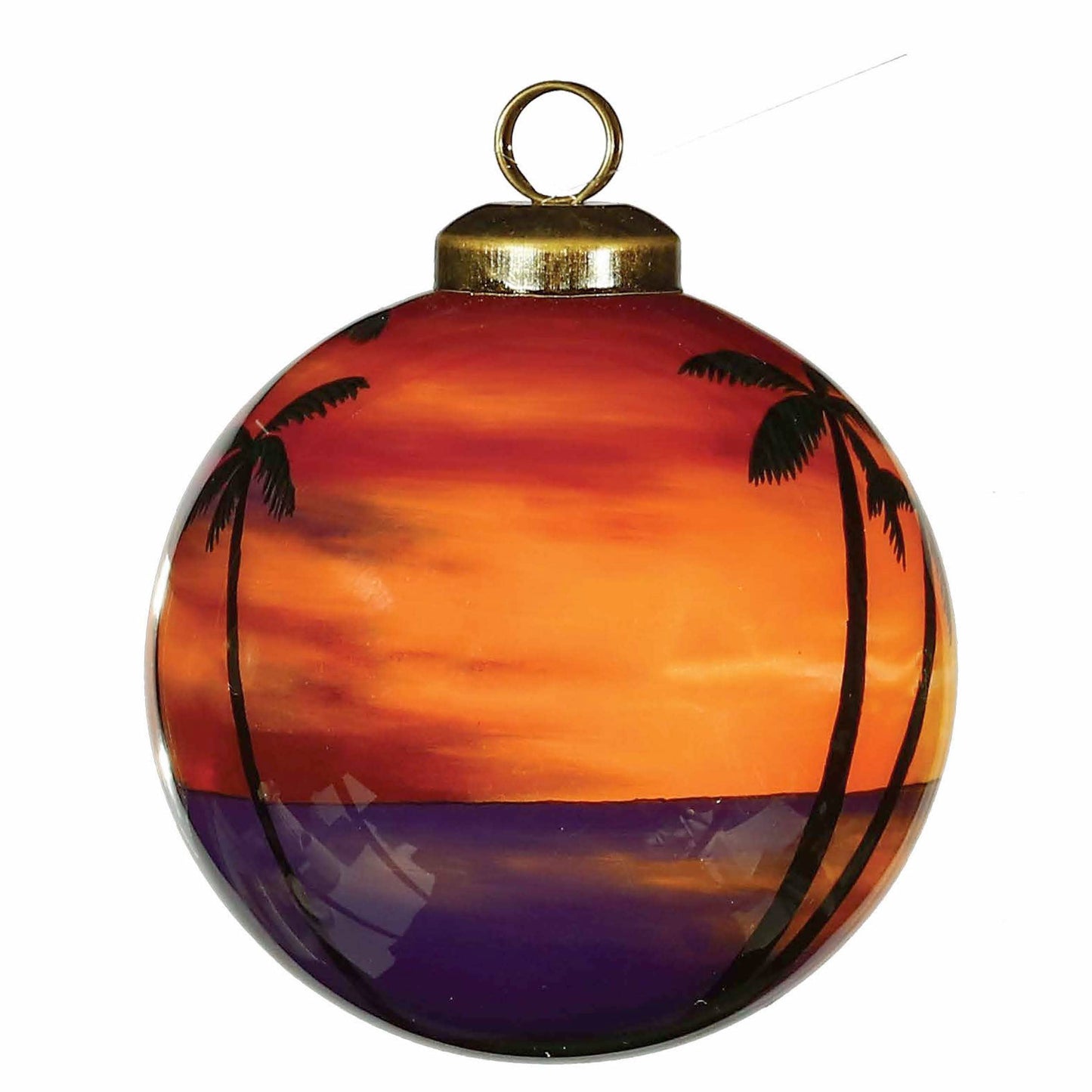Sunset Dolphin Glass Hanging Ornament - The Sandy Santa