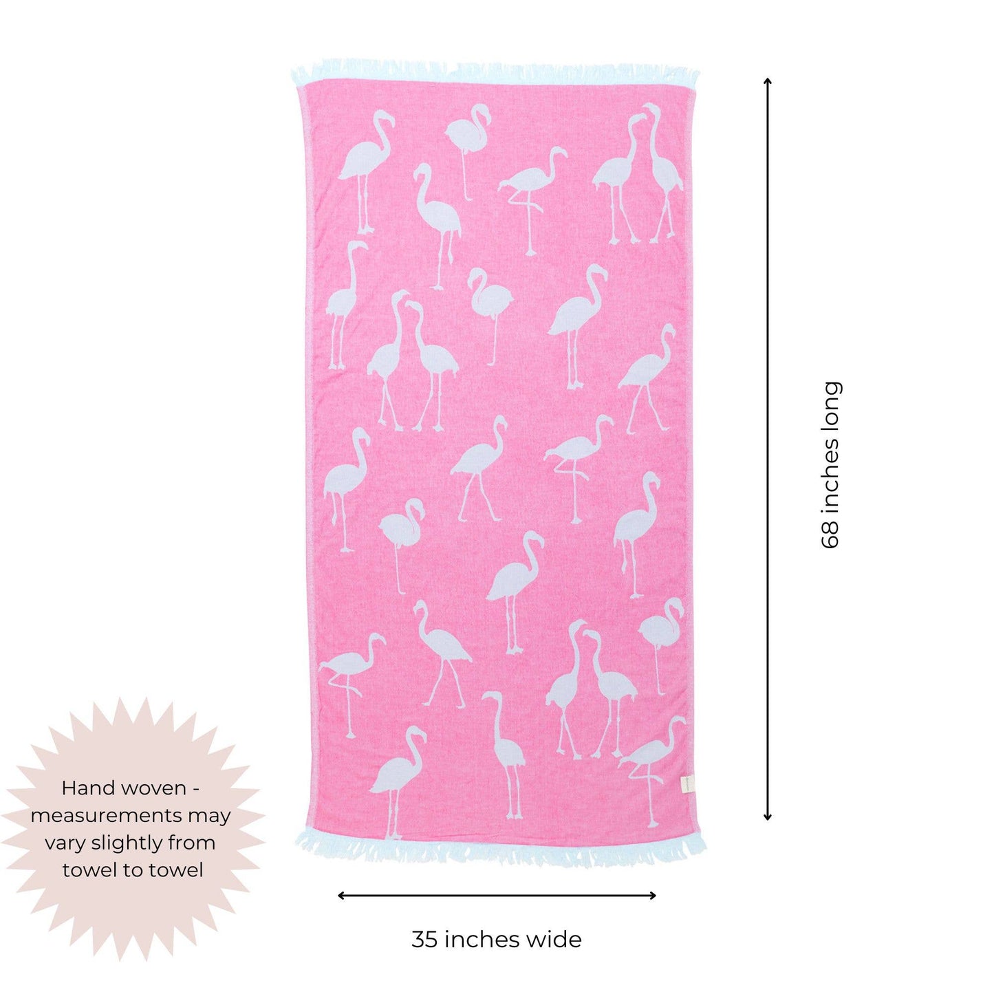 Flamingo Cotton Peshtemal Turkish Beach Towel, Pink - The Sandy Santa