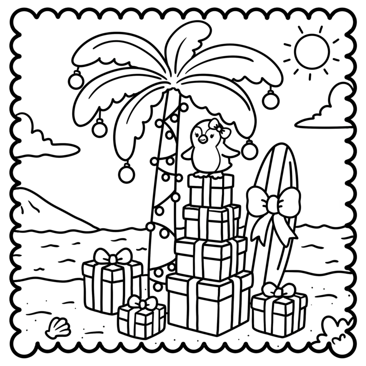 Santa on the Sand: A Tropical Christmas Coloring Book
