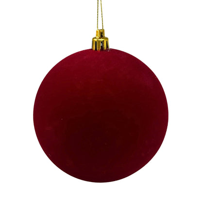 4" Crimson Flocked Ball Ornament