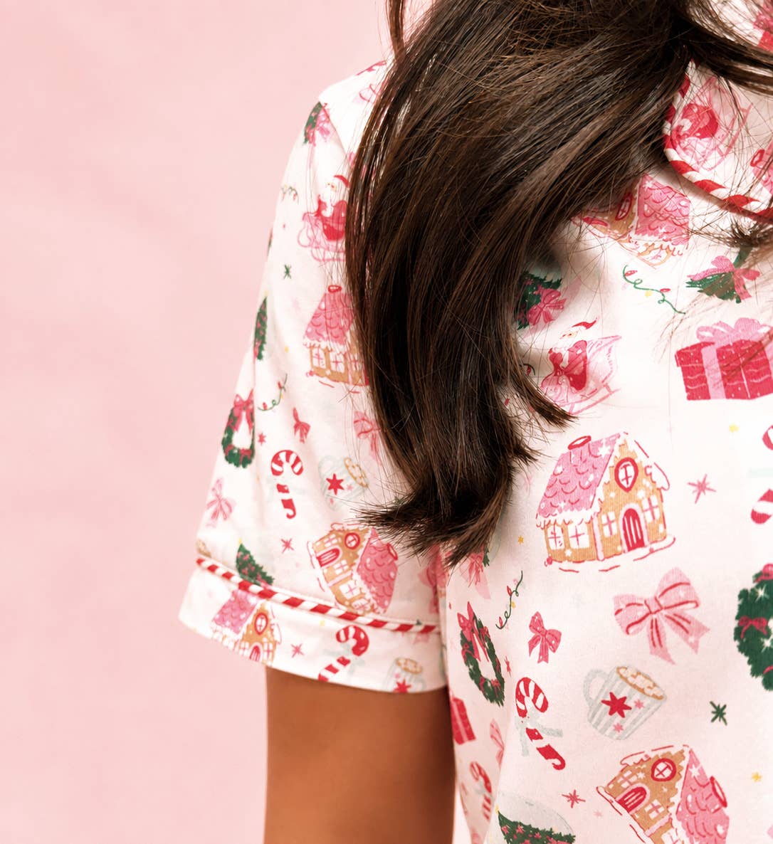 Santa's Sugarplum Social Christmas Pajama Set Ruffle Shorts